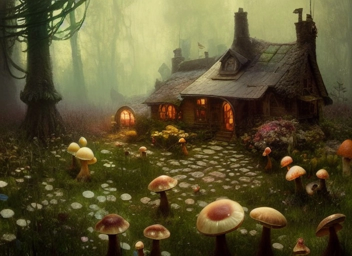 23905-31011143-a childrens fantasy book mouse house made in an old boot forest covered, flowers and mushrooms by jeremy mann and greg rutkowski.webp